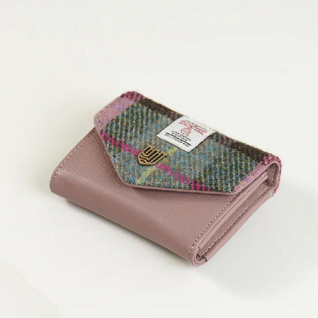 Pink and Green Tartan Harris Tweed Small Clasp Purse