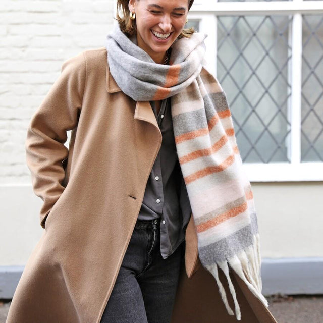 Terracotta Stripe Winter Scarf