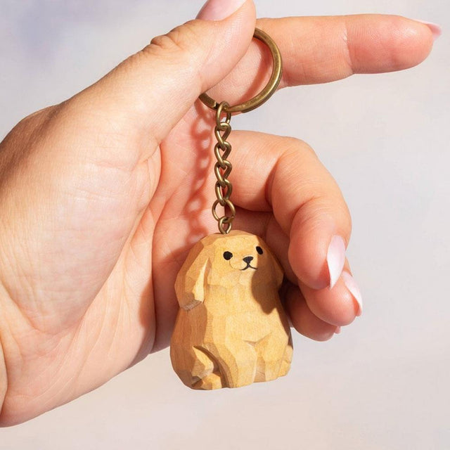 Sitting Dog Wooden Keyring