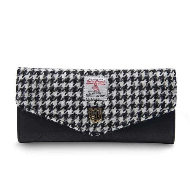 Harris Tweed Black and White Dogtooth Long Clasp Purse