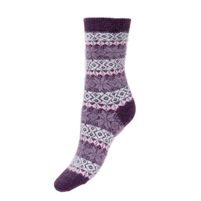 Purple Diamonds Patterned Women's Wool Blend Socks Miss Sparrow