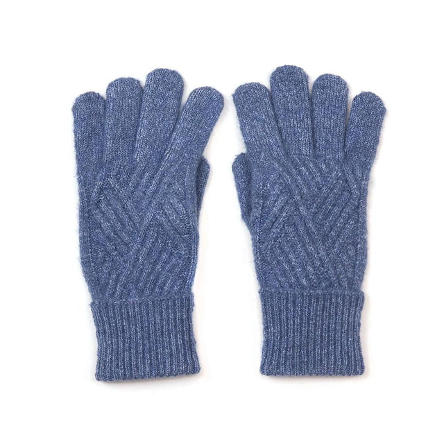 Denim Blue Cable Knit Gloves