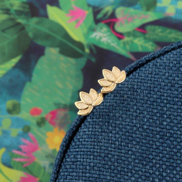 Lotus Flower Tranquility Earrings in Gold Close Up