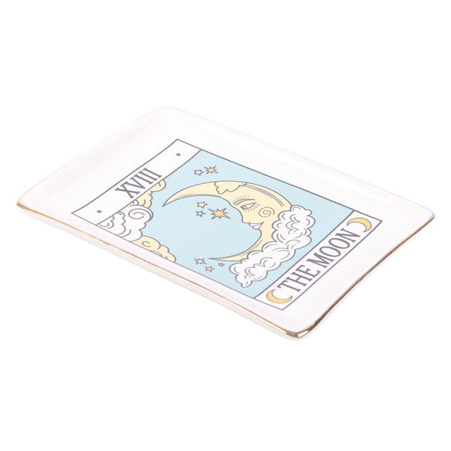 The Moon Vintage Tarot Card Trinket Dish on white background