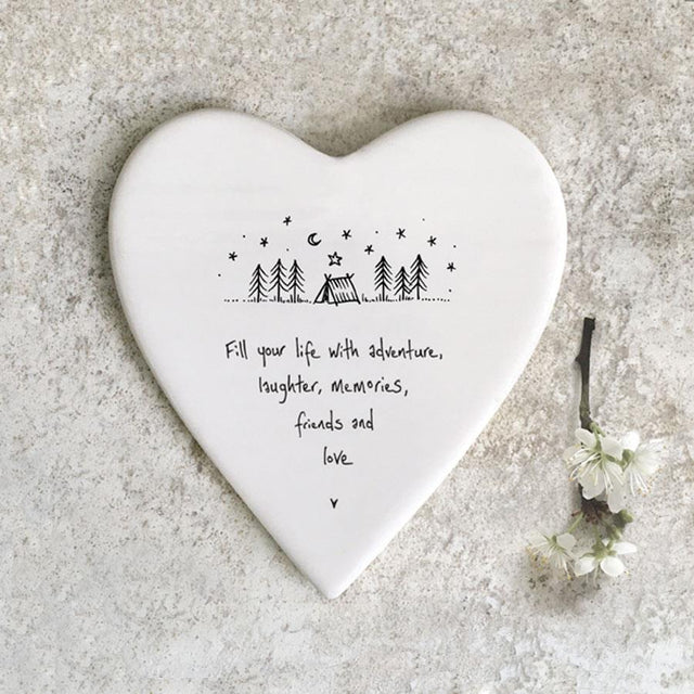 Fill Your Life with Adventure Porcelain Heart Coaster