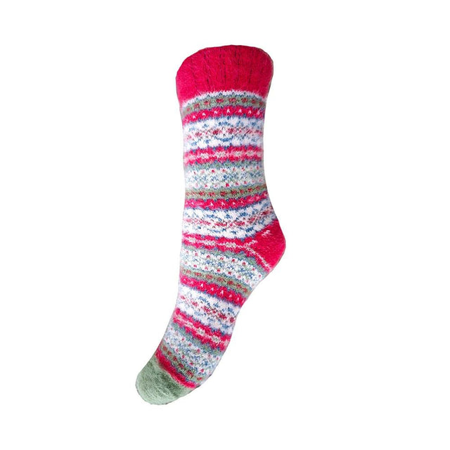 Blue, Red and Green Patterned Wool Blend Women's Socks