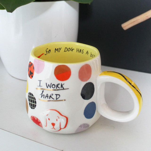 Small Talk I Work Hard Dog Mug