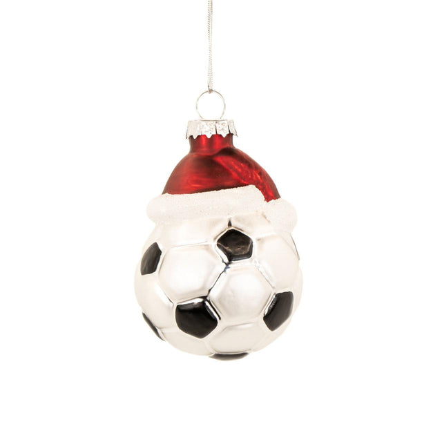 Festive Football Glass Bauble