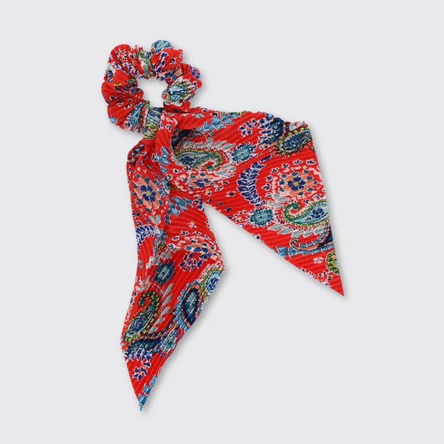 Red Bohemian Ponytail Scrunchie