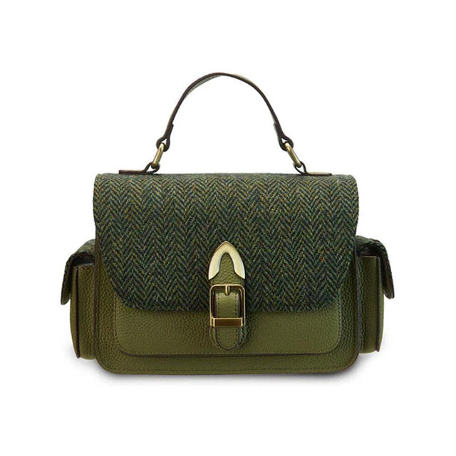 Harris Tweed The Melrose Cross Body in Dark Green Herringbone Weave