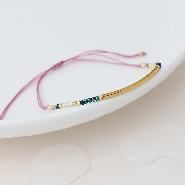 Purple Cord Beaded Bracelet