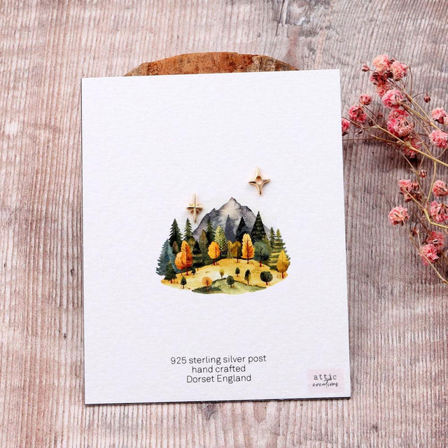 North Star Stud Earrings in Gold