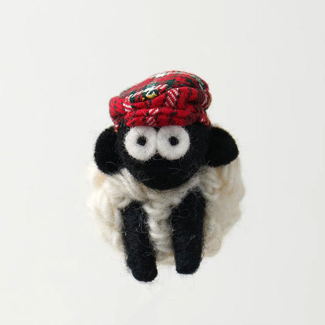 Red Tartan Flat Cap Erin Sheep Magnet