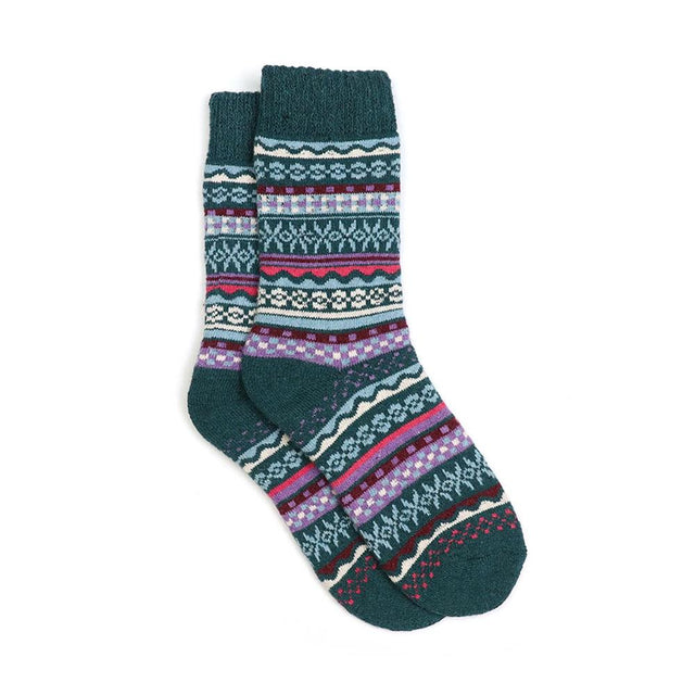 Dusky Teal and Lilac Nordic Pattern Women's Socks