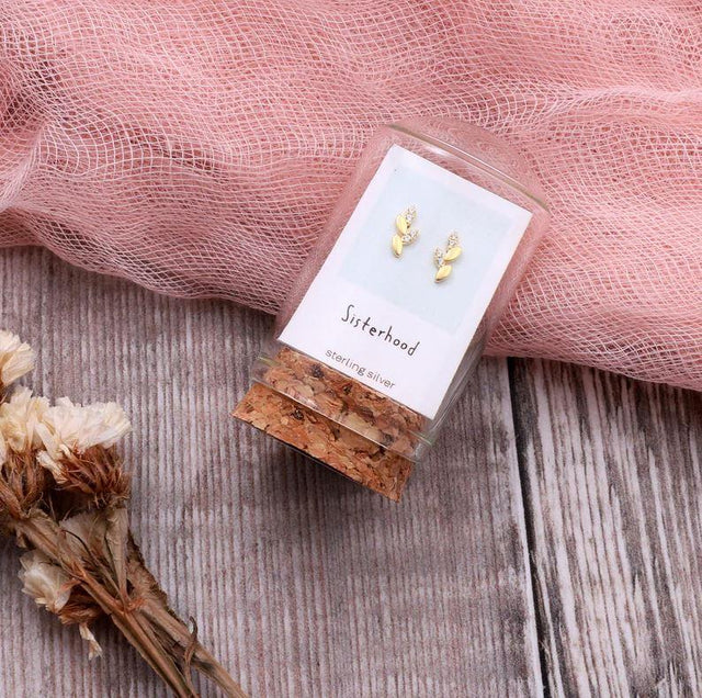 Attic Creations Sisterhood Gold Leaf Earrings