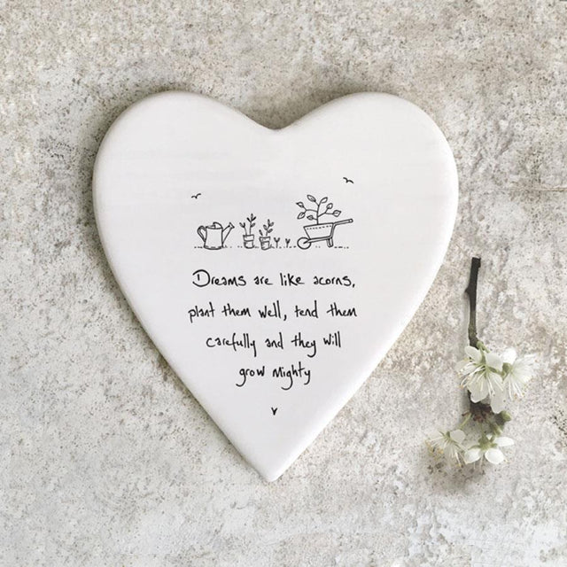 Dreams are Like Acorns Porcelain Heart Coaster