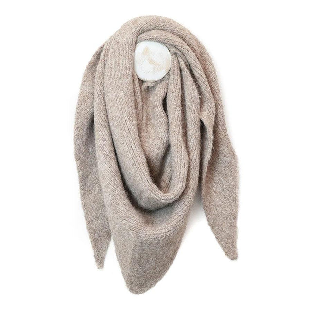 Oatmeal Marl Chunky Knit Triangle Scarf