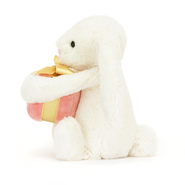 Jellycat Small Bashful Bunny with Present Side View