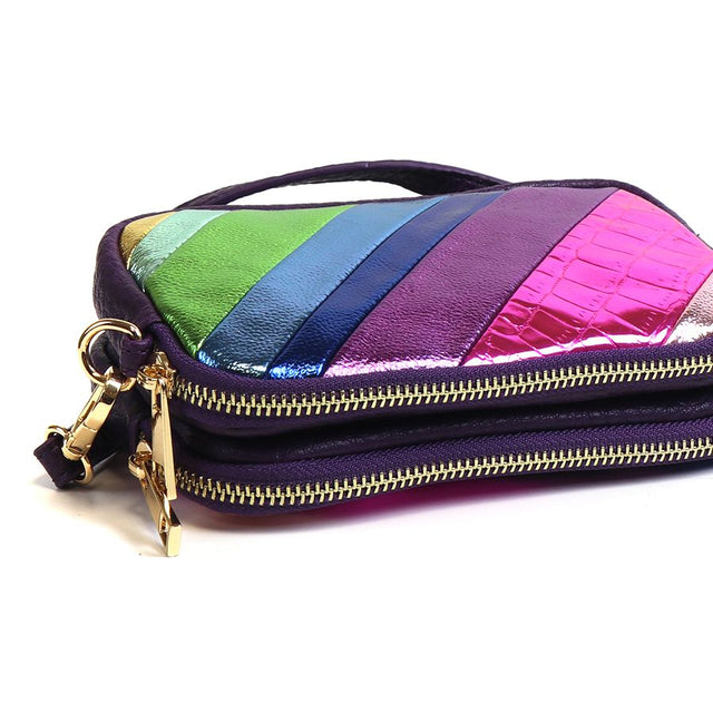 Disco Metallic Striped Mini Cross Body Bag