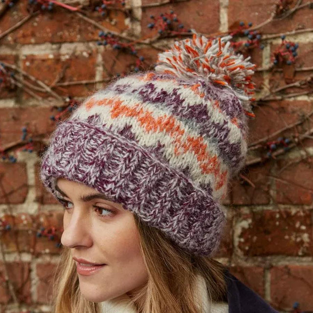 Totnes Damson Bobble Beanie Hat