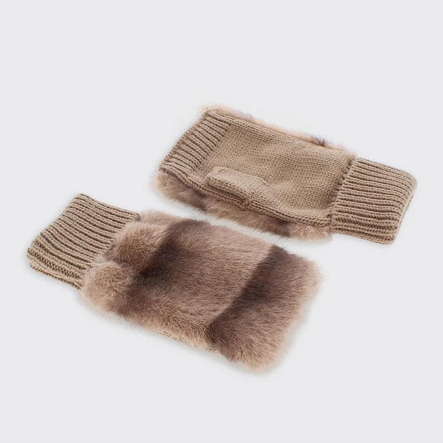 Toffee Bridgette Faux Fur Fingerless Gloves