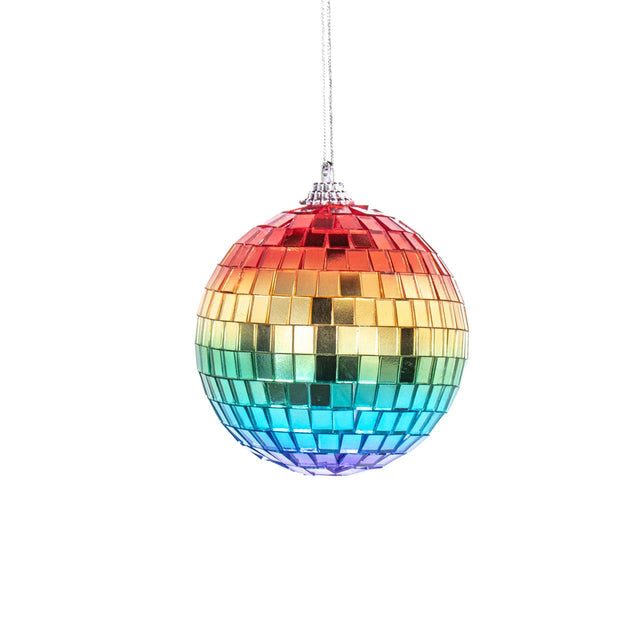 Rainbow Mirror Ball Glass Bauble