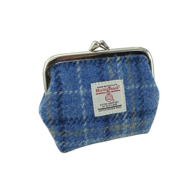 Harris Tweed Eigg Clasp Purse in Light Blue Check