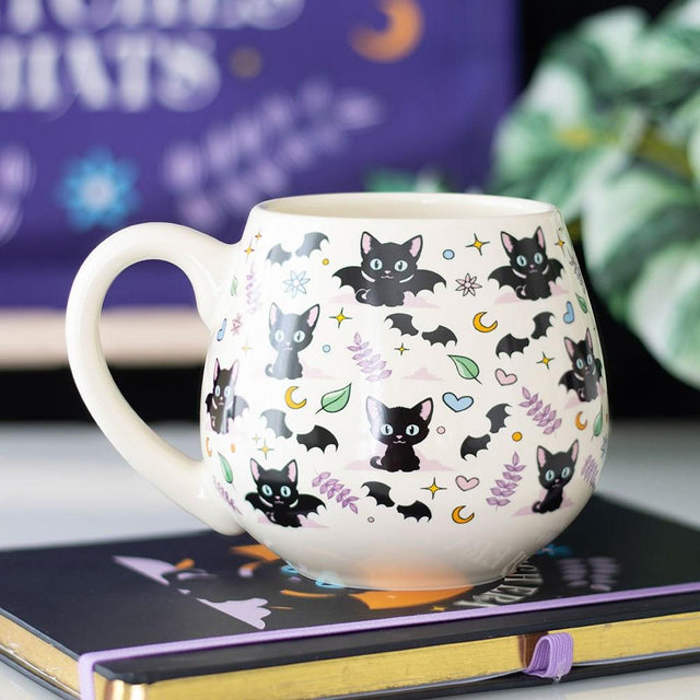 Cute and Creepy Black Cat Rounded Mug