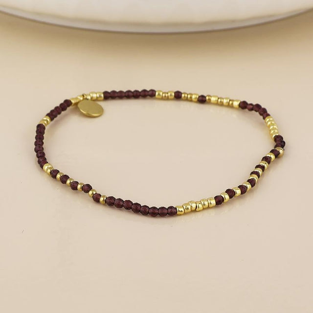 Gold and Mulberry Beaded Bracelet