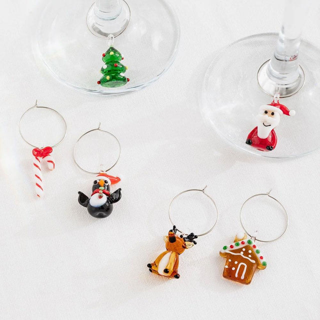 Christmas Wine Glass Charms Set