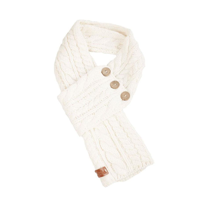 Cream Celtic Cable Button Wrap Scarf