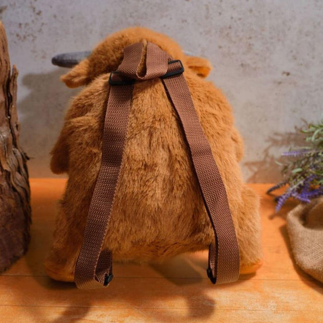 Fluffy Highland Cow Plush Backpack