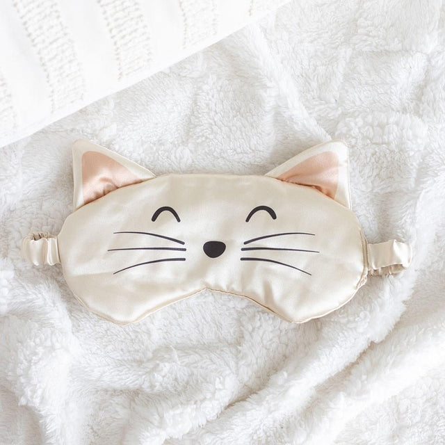 White Cat Satin Eye Mask