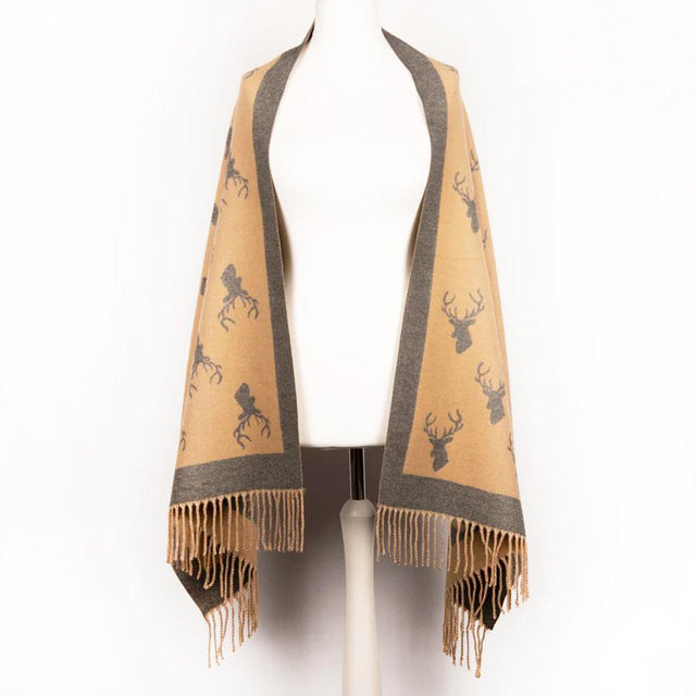 Stag Camel Beige Super Soft Jacquard Scarf