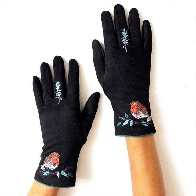 Secret Garden Black Robin Gloves Close Up