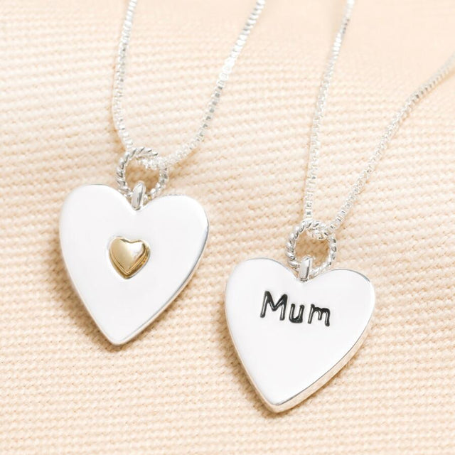 Silver Mum Heart Pendant Necklace