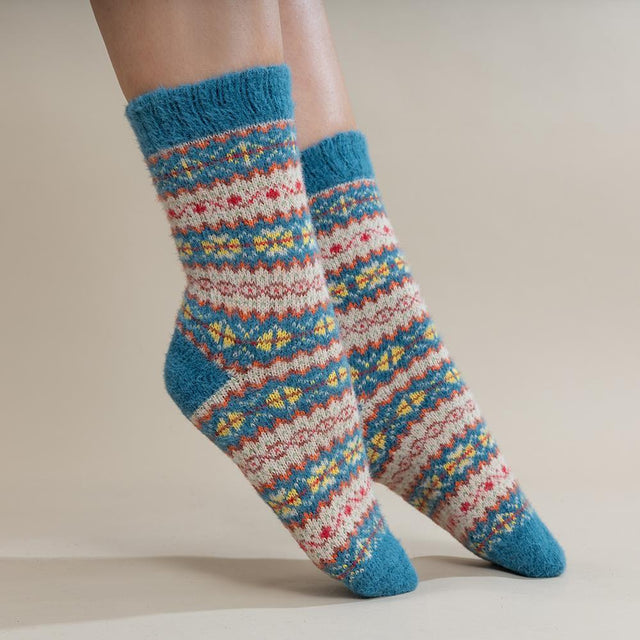 Blue Tone Multi Colour Fairisle Women's Socks