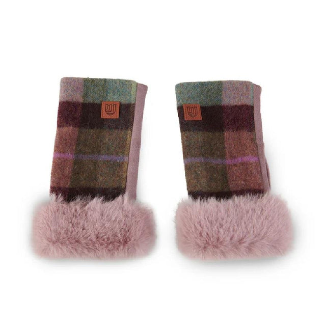 Pink and Green Tartan Lambswool Mittens