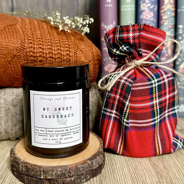 Strings and Dreams My Sweet Sassenach Candle Jar and Pouch