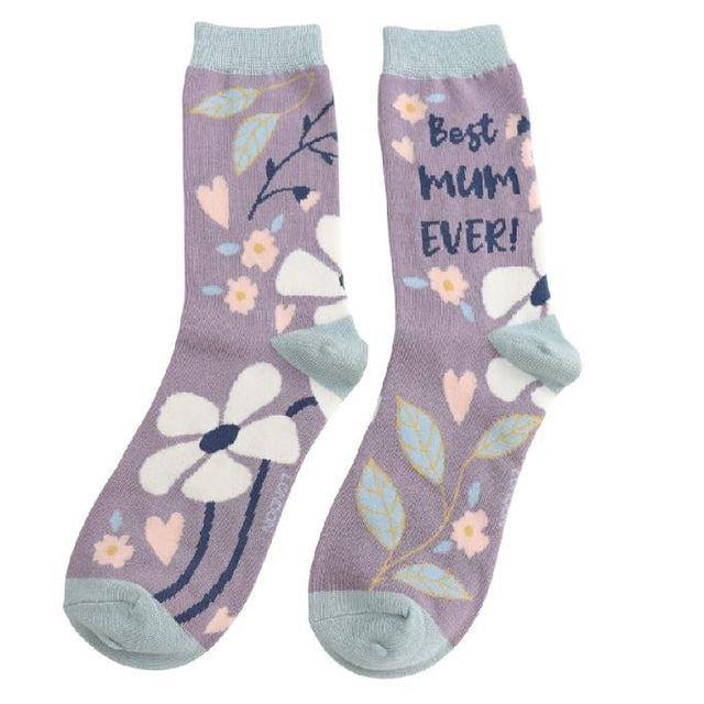 Best Mum Ever Socks in Matchbox Close Up