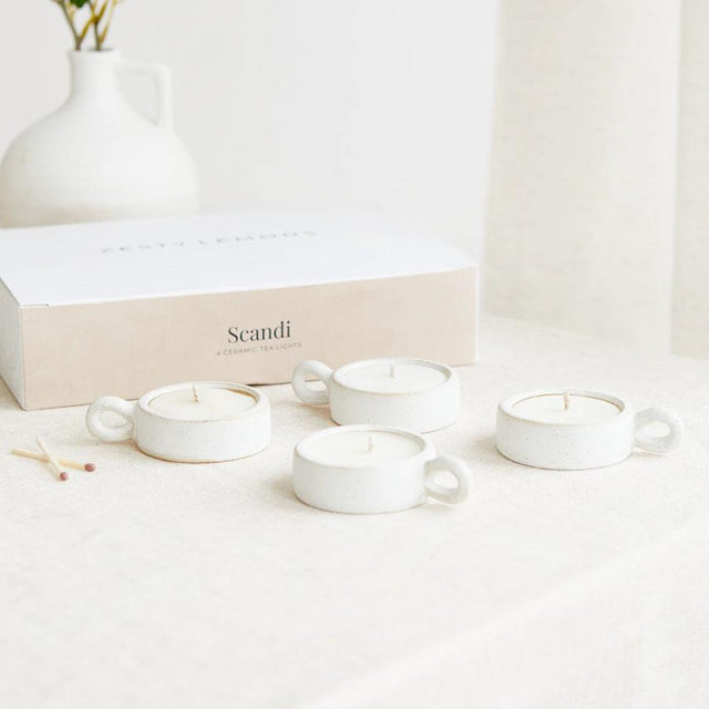 Activated Charcoal & Matcha Scandi Ceramic Tea Lights Set