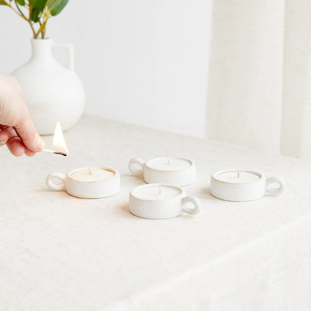 Activated Charcoal & Matcha Scandi Ceramic Tea Lights Set 2