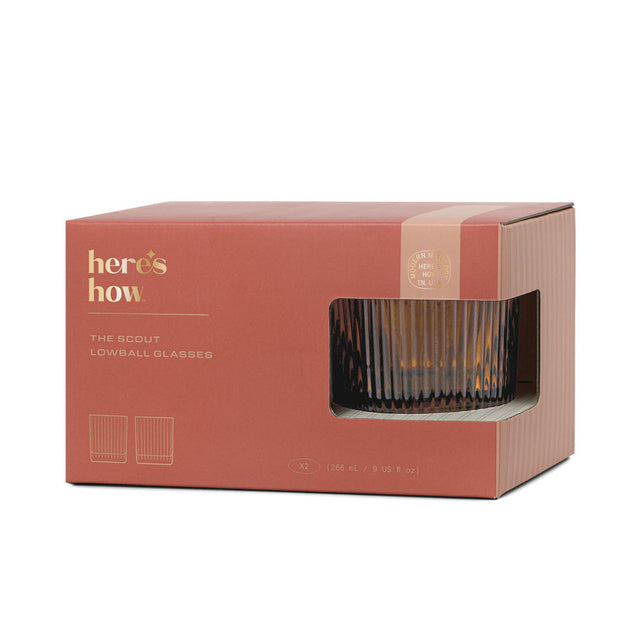 The Scout Amber Lowball Glasses Set in Gift Box