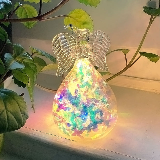 Light Up Glass Angel Hanging Decoration