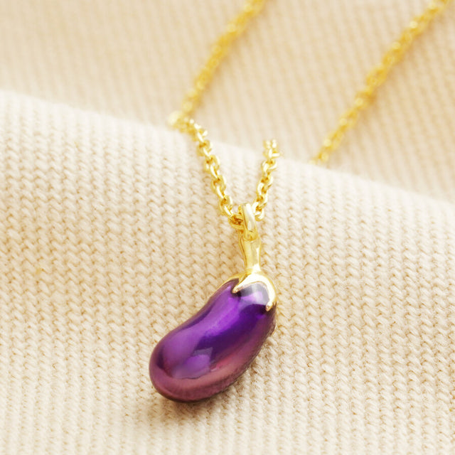 Lisa Angel Aubergine Pendant Necklace in Gold