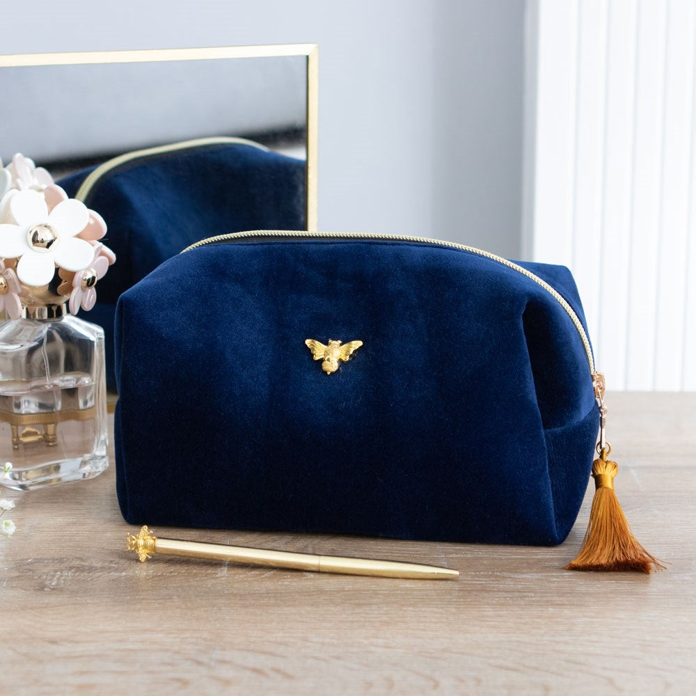 Navy blue velvet on sale bag