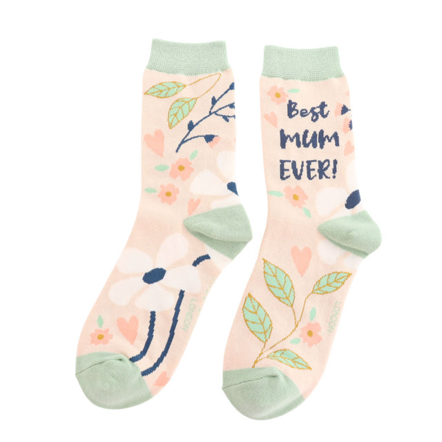 Miss Sparrow Best Mum Ever Cream Women's Socks