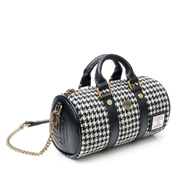 Islander Harris Tweed Black and White Dogtooth Mini Duffel Bag