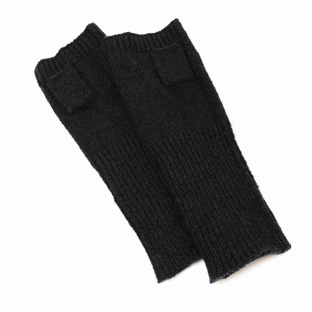 Black Knitted Wrist Warmers Pom Boutique