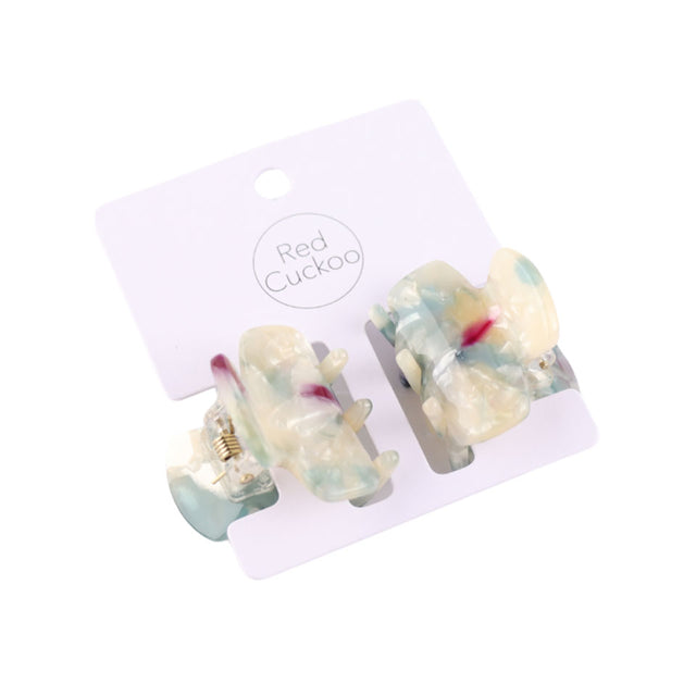Blue and Green Mini Hair Claw Clip Set